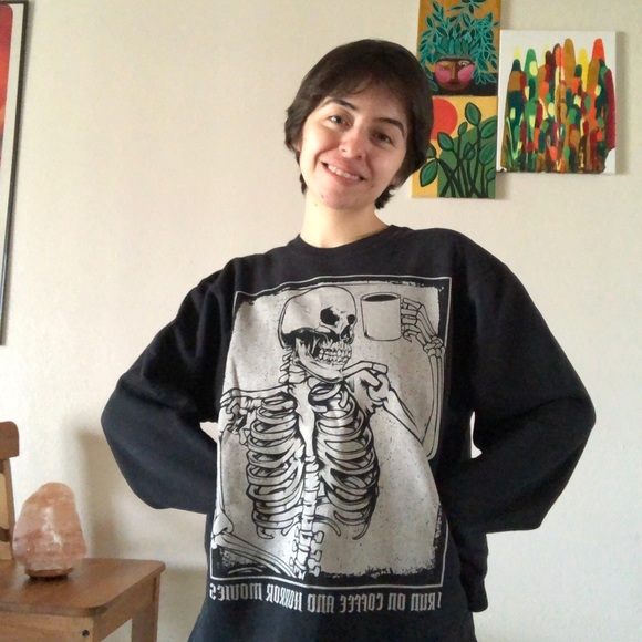 Sold! Graphic crewneck “I run on coffee and horror movies” 💀 ☕️ - Picture 2 of 5